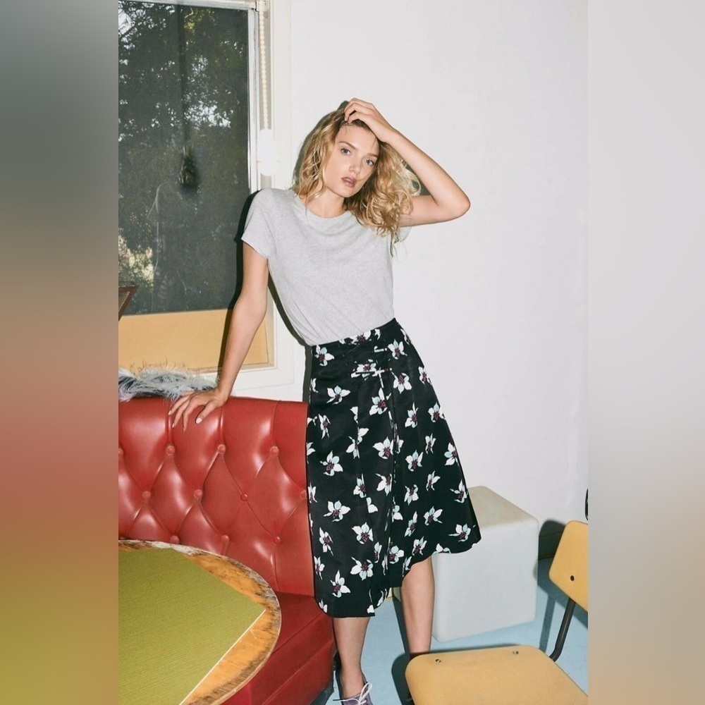 Anthropologie Womens Maeve Lace-Up Floral Print A Line Midi Skirt Size  …